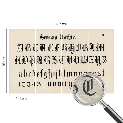 Dekorative Wand-Fototapete z mit gotischen Buchstaben bedrucktem Motiv