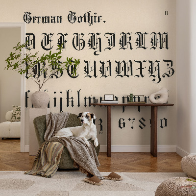 Dekorative Wand-Fototapete z mit gotischen Buchstaben bedrucktem Motiv