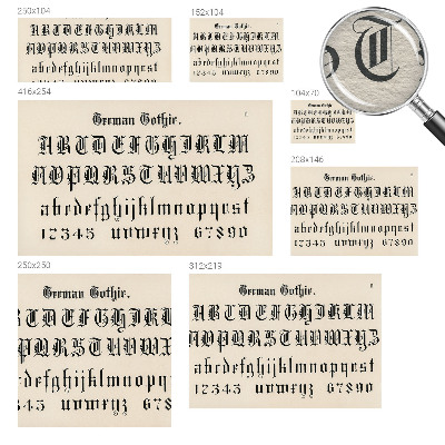 Dekorative Wand-Fototapete z mit gotischen Buchstaben bedrucktem Motiv