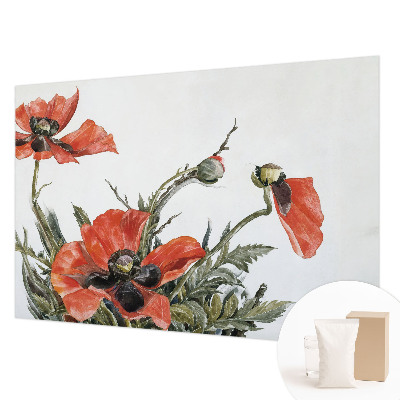 Wand-Fototapete mit rotem Mohnblumen-Motiv