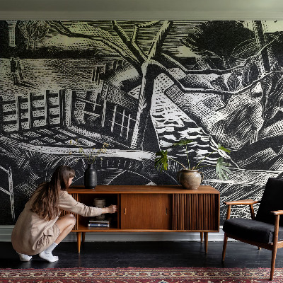 Dekorative Wand-Fototapete mit Motiv einer Architekturlandschaft