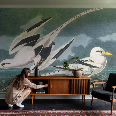 Fototapete fürs Wohnzimmer mit Motiv von Vögeln am Meer
