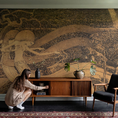 Vlies-Fototapete fürs Wohnzimmer mit surrealistischen Charakteren