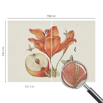 Bedruckte Vlies-Fototapete mit botanischer Illustration