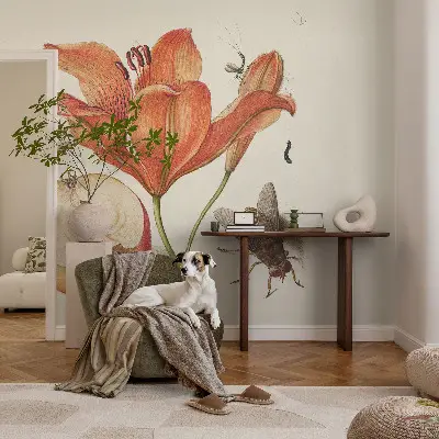 Bedruckte Vlies-Fototapete mit botanischer Illustration