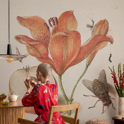 Bedruckte Vlies-Fototapete mit botanischer Illustration