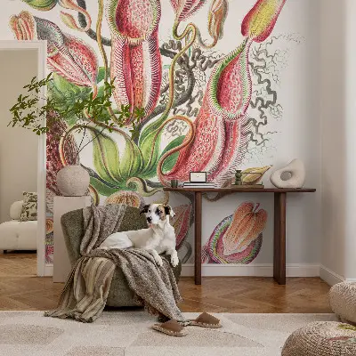 Fototapete fürs Schlafzimmer mit pflanzlichem Motiv in natürlicher Optik