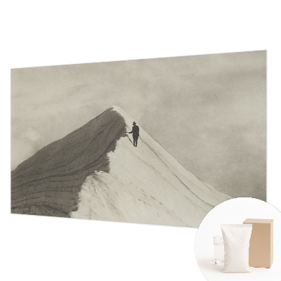 Dekorative Wand-Fototapete mit dem Motiv eines einsamen Bergsteigers