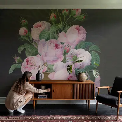 Vlies-Fototapete fürs Schlafzimmer mit floralem Muster für ein elegantes Schlafzimmer