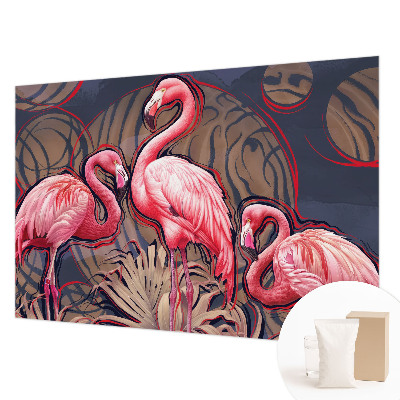 Vliestapete fürs Schlafzimmer mit rosa Flamingos als Muster
