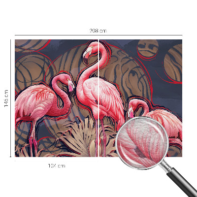 Vliestapete fürs Schlafzimmer mit rosa Flamingos als Muster
