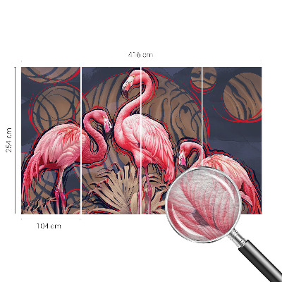 Vliestapete fürs Schlafzimmer mit rosa Flamingos als Muster