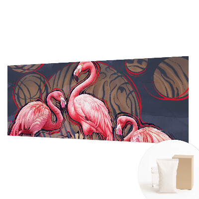 Vliestapete fürs Schlafzimmer mit rosa Flamingos als Muster