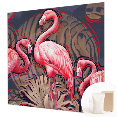 Vliestapete fürs Schlafzimmer mit rosa Flamingos als Muster