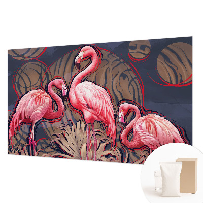 Vliestapete fürs Schlafzimmer mit rosa Flamingos als Muster