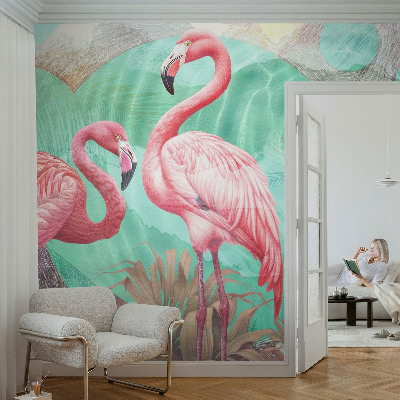 Vliestapete fürs Wohnzimmer mit einem Motiv aus exotischen Vögeln