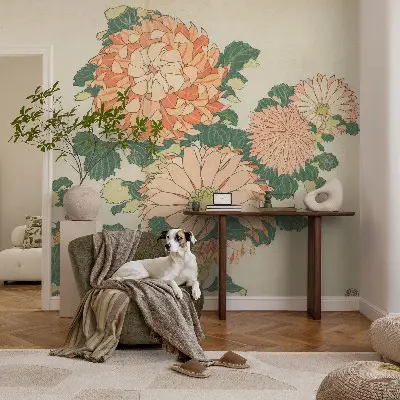 Motivtapete mit Chrysanthemenblüten als Motiv