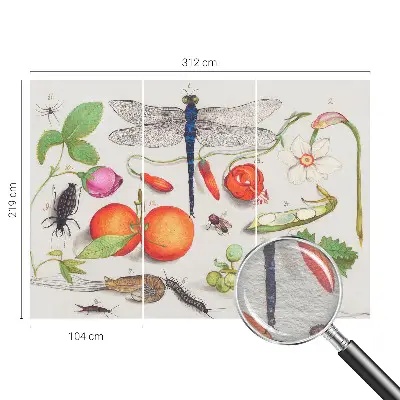 Dekorative Wand-Fototapete mit einer Naturillustration