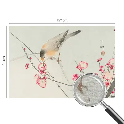 Fototapete fürs Wohnzimmer mit Blumen- und Vogelmotiv