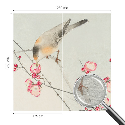 Fototapete fürs Wohnzimmer Blumenvogel