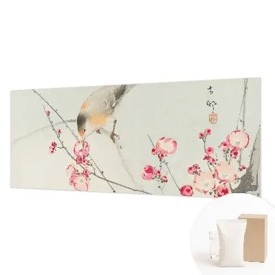 Fototapete fürs Wohnzimmer mit Blumen- und Vogelmotiv