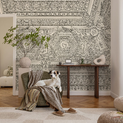 Fototapete fürs Wohnzimmer mit klassischem Schmuckmuster