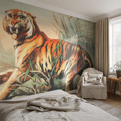 Motivtapete aus Vlies mit Tiger-Motiv in natürlicher Farbstellung
