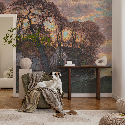 Vlies-Fototapete fürs Wohnzimmer mit einer Abendlandschaft
