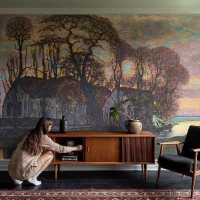 Vlies-Fototapete fürs Wohnzimmer mit einer Abendlandschaft