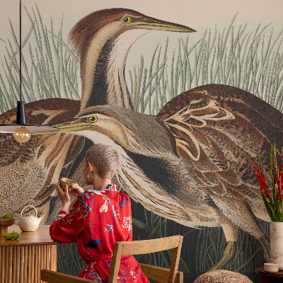 Wandtapete mit realistischen Vogelmotiven