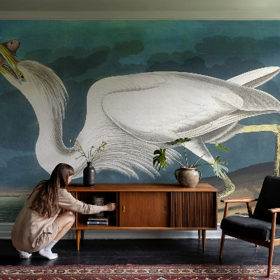 Vlies-Fototapete nach Maß mit Motiv eines Vogels, der einen Fisch hält
