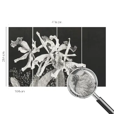 Fototapete fürs Kinderzimmer mit einer Orchideenillustration