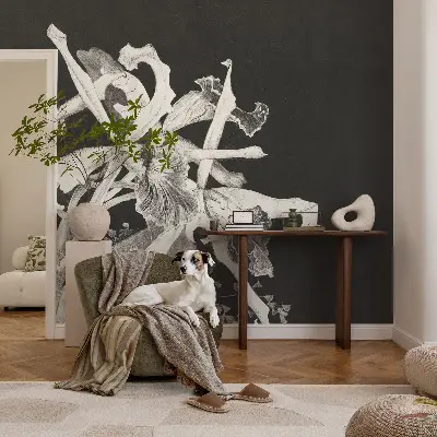 Fototapete fürs Kinderzimmer mit einer Orchideenillustration