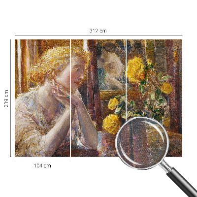 Vlies-Fototapete fürs Schlafzimmer mit einer Frau und Rosen als Motiv