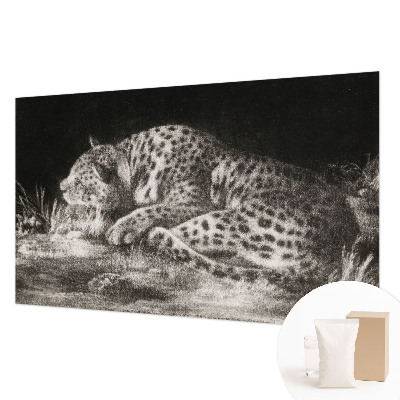 Fototapete fürs Kinderzimmer mit ruhendem Leoparden