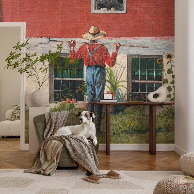 Vliestapete fürs Wohnzimmer Dorfszene