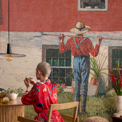 Vliestapete fürs Wohnzimmer Dorfszene