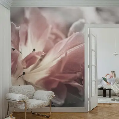 Selbstklebende Fototapete fürs Kinderzimmer mit pastellfarbener Blumenoptik