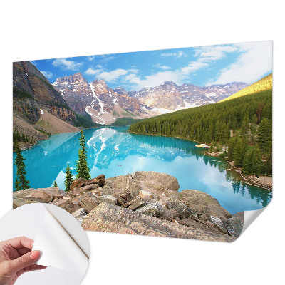 3D-Fototapete fürs Wohnzimmer mit Motiv eines blauen Sees
