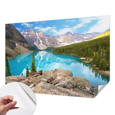 3D-Fototapete fürs Wohnzimmer mit Motiv eines blauen Sees
