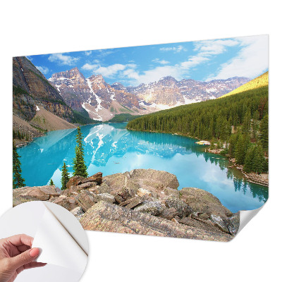 3D-Fototapete fürs Wohnzimmer mit Motiv eines blauen Sees