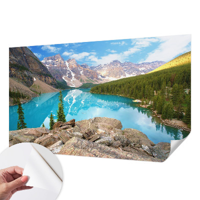 3D-Fototapete fürs Wohnzimmer mit Motiv eines blauen Sees