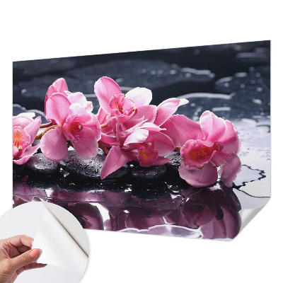3D-Fototapete fürs Schlafzimmer mit floralem Motiv in eleganter Gestaltung