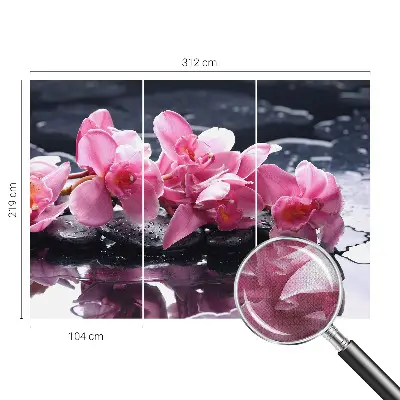 3D-Fototapete fürs Schlafzimmer mit floralem Motiv in eleganter Gestaltung