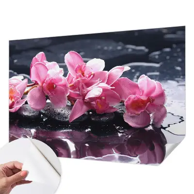 3D-Fototapete fürs Schlafzimmer mit floralem Motiv in eleganter Gestaltung
