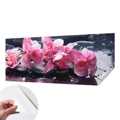 3D-Fototapete fürs Schlafzimmer mit floralem Motiv in eleganter Gestaltung