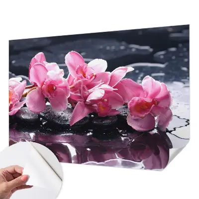 3D-Fototapete fürs Schlafzimmer mit floralem Motiv in eleganter Gestaltung