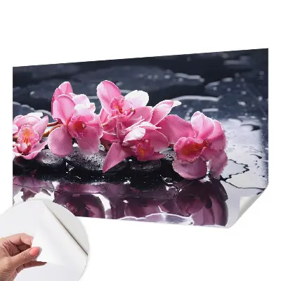 3D-Fototapete fürs Schlafzimmer mit floralem Motiv in eleganter Gestaltung