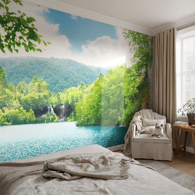 Motivtapete nach Maß mit einem natürlichen Wasserfallmotiv