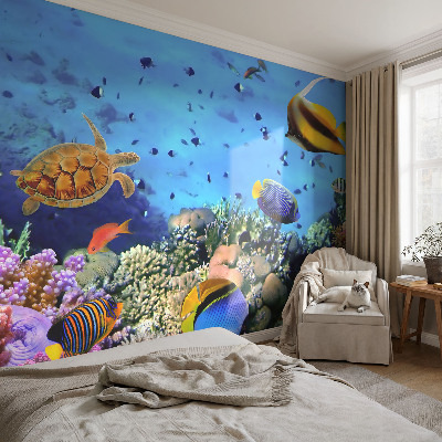 Selbstklebende Fototapete fürs Wohnzimmer mit Motiv eines Korallenriffs
